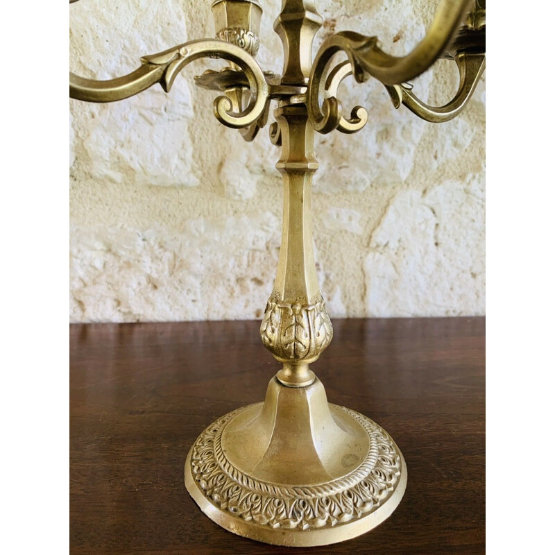 Pair of vintage brass candelabras, France 1930s