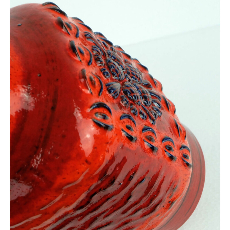 Vase "73/25" Duemler & Breiden en céramique rouge et orange - 1960