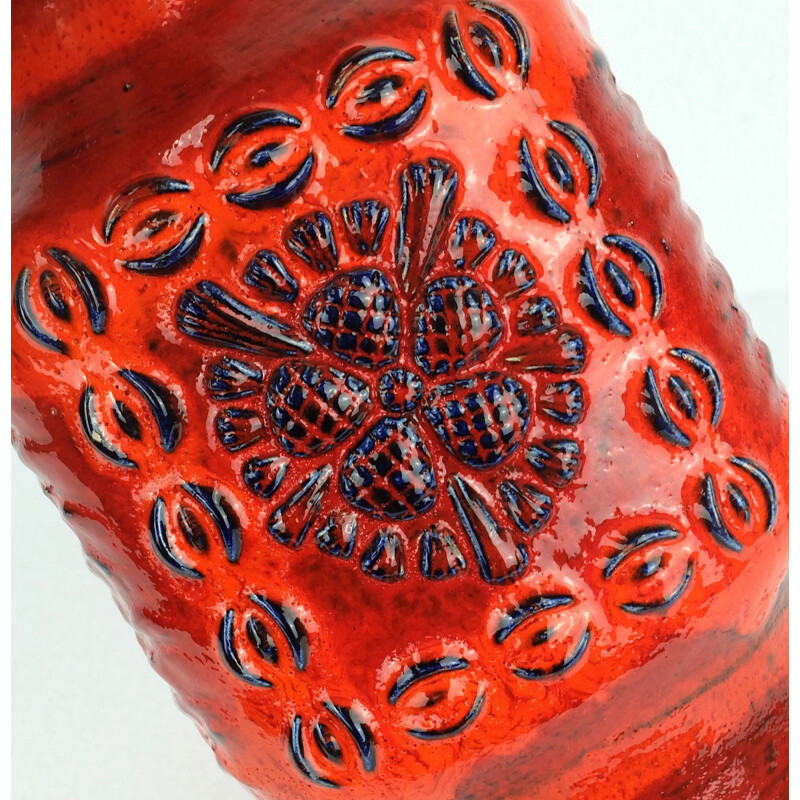 Vase "73/25" Duemler & Breiden en céramique rouge et orange - 1960
