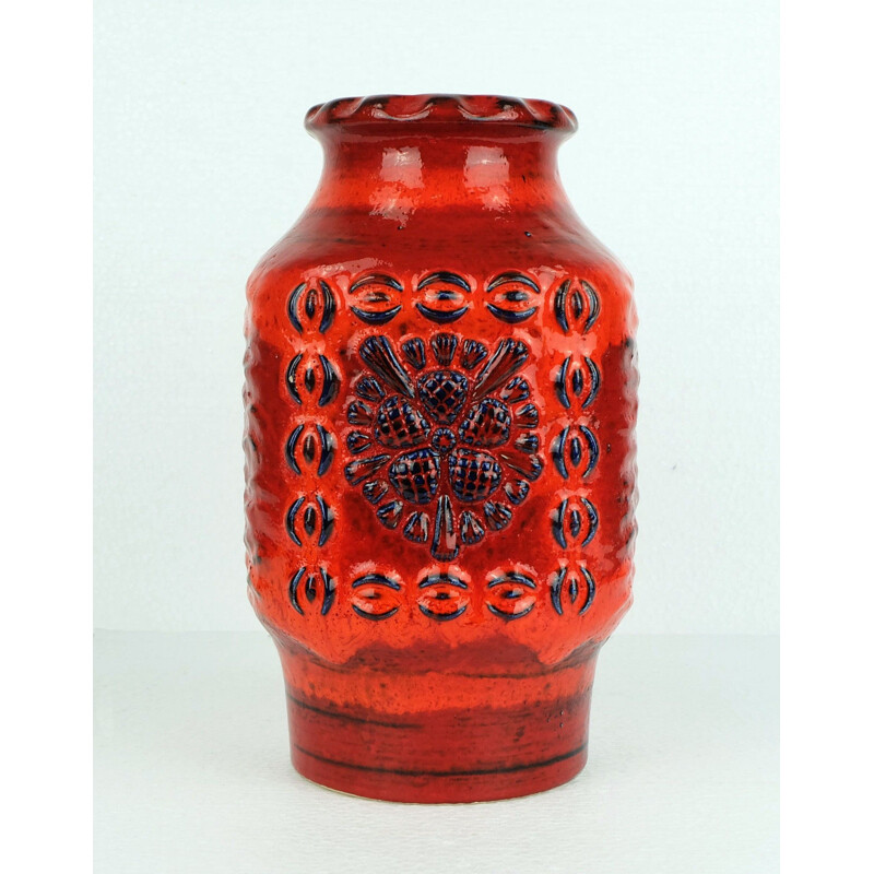 Duemler & Breiden "73/25" vase in red and orange ceramic - 1960s