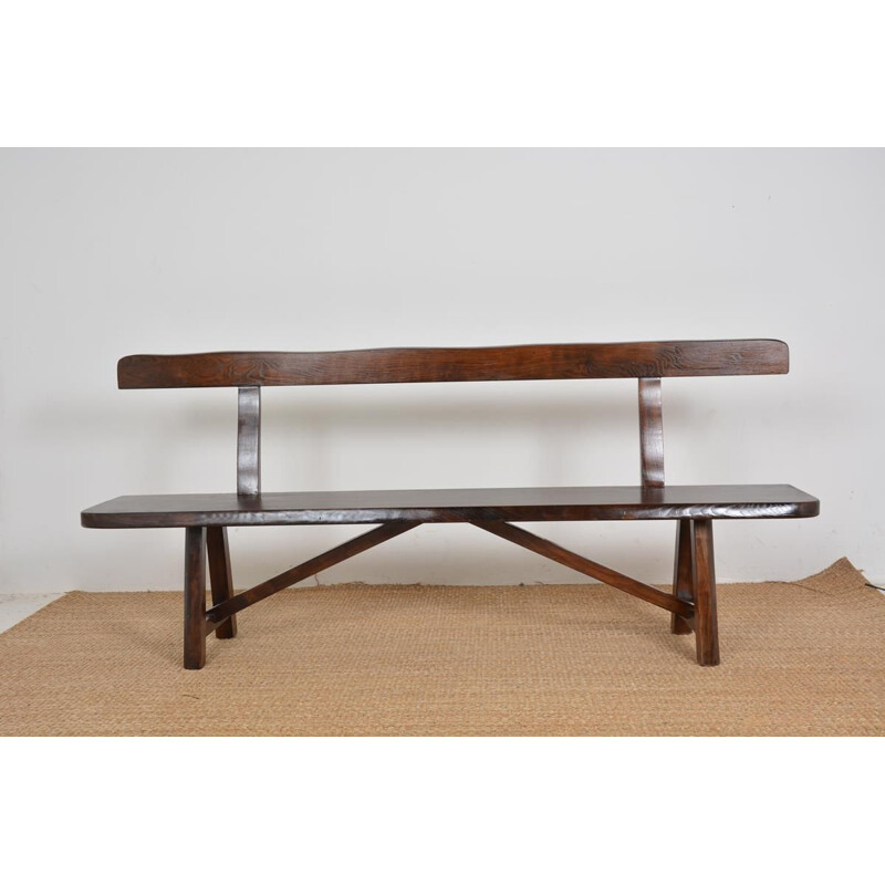 Vintage bench in brutalist wood