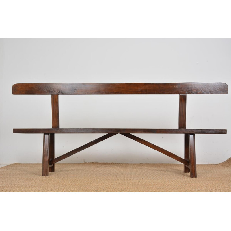 Vintage bench in brutalist wood