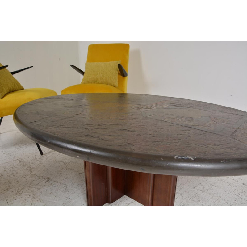 Vintage oval coffee table by Paul Kingma for C. Kneip, Germany 1994