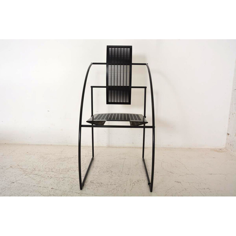 Vintage Italian armchair "Quinta" in black lacquered metal by Mario Botta, 1985