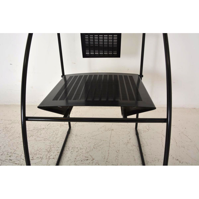 Vintage Italian armchair "Quinta" in black lacquered metal by Mario Botta, 1985