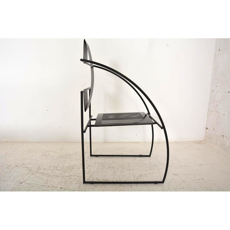 Vintage Italian armchair "Quinta" in black lacquered metal by Mario Botta, 1985