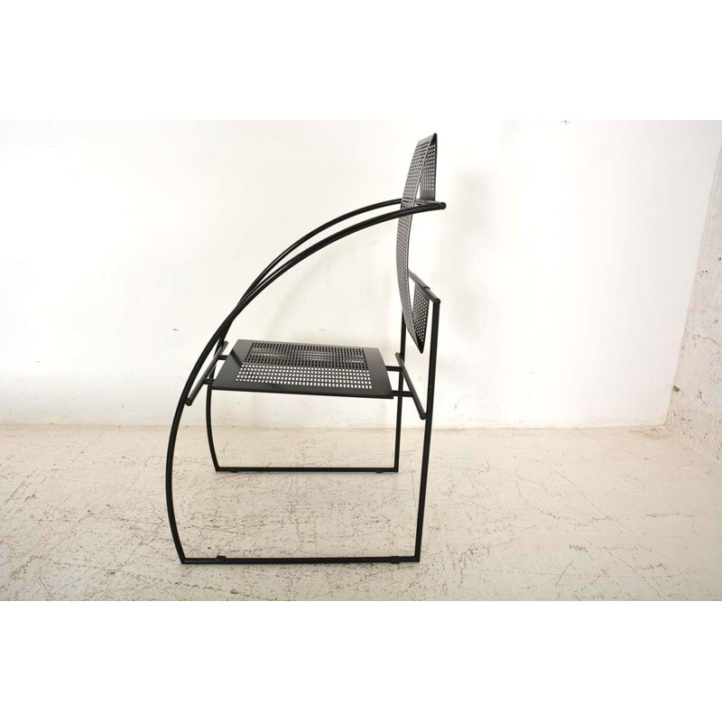 Fauteuil italien vintage "Quinta" en métal laqué noir de Mario Botta, 1985