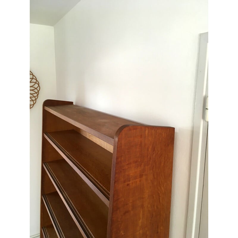 Vintage bookcase with sliding doors, 1950