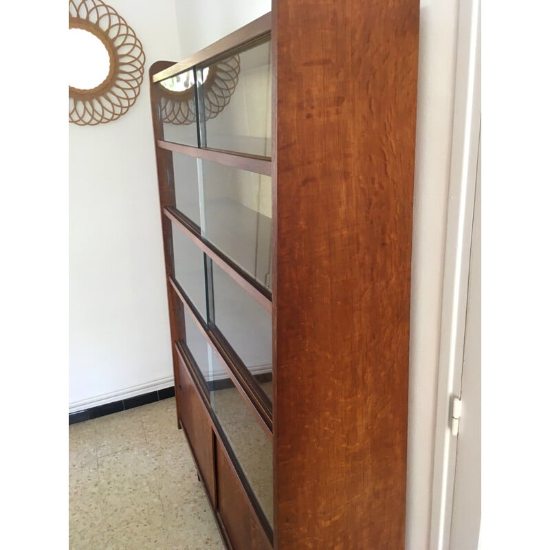 Vintage bookcase with sliding doors, 1950