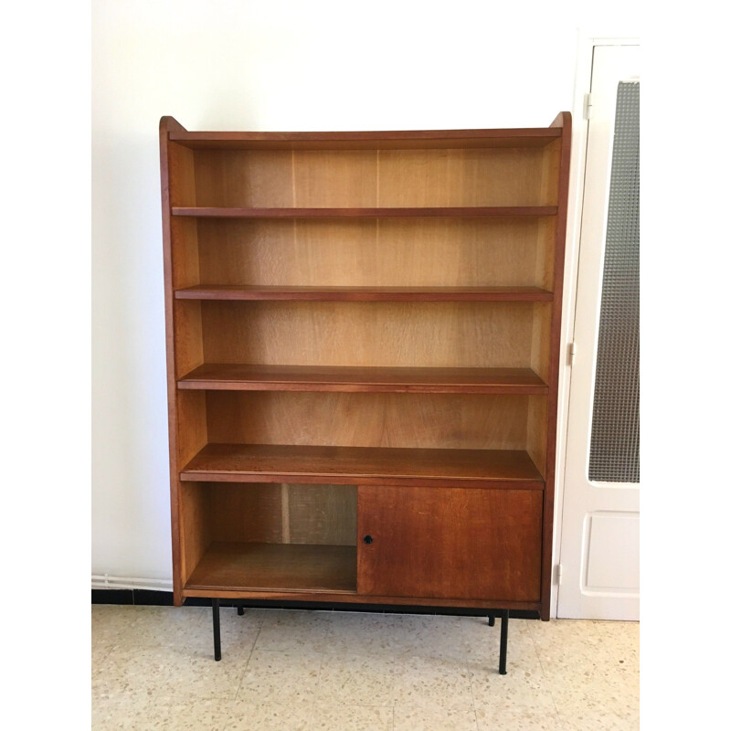 Vintage bookcase with sliding doors, 1950