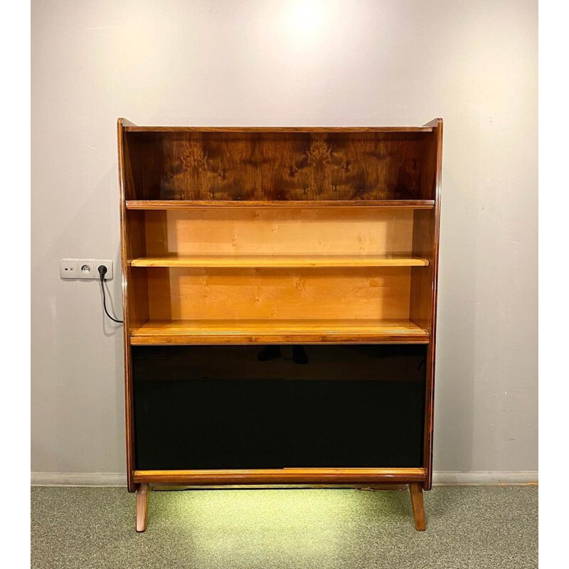 Vintage Czech bookcase veneered with Tatra walnut, 1960