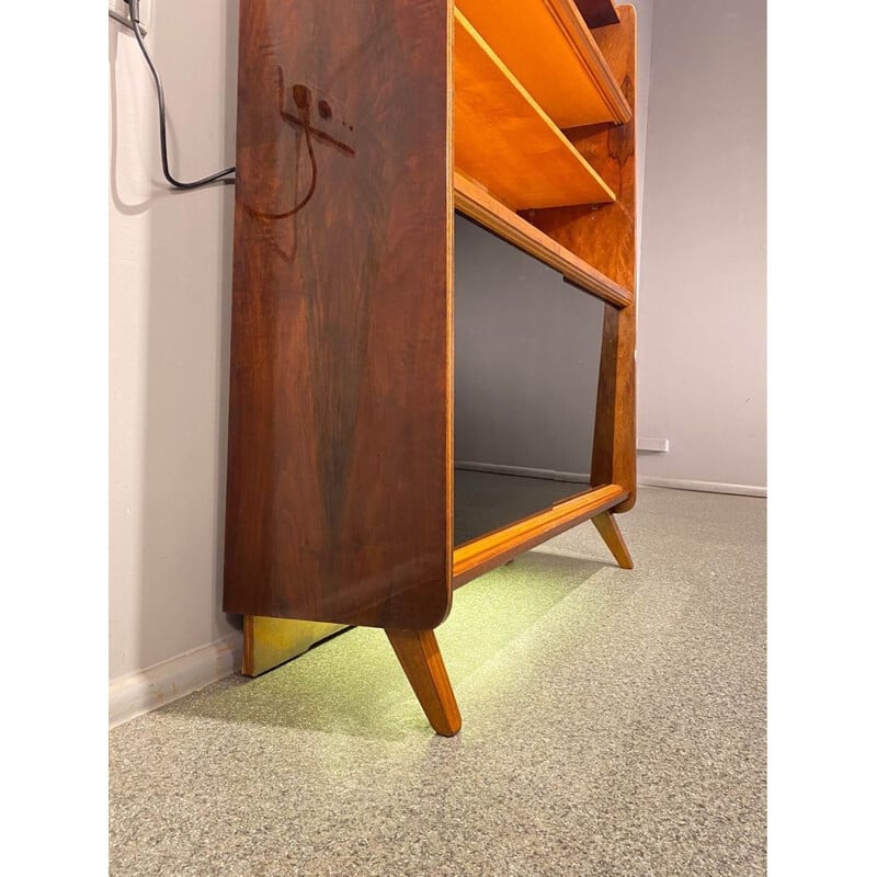 Vintage Czech bookcase veneered with Tatra walnut, 1960