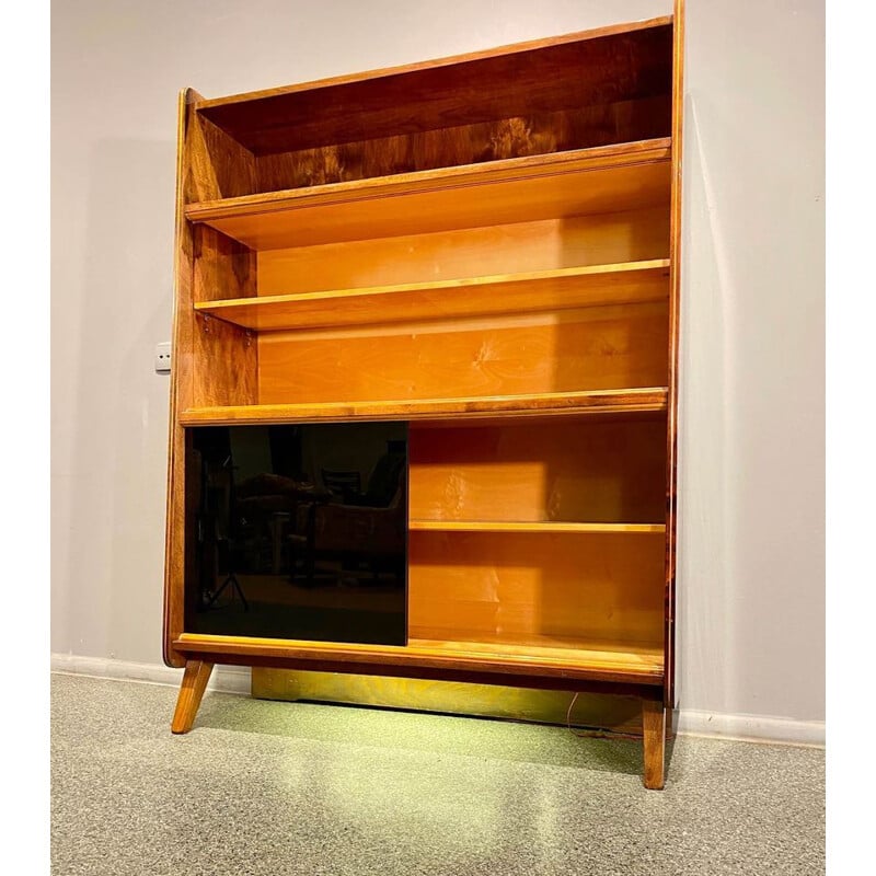 Vintage Czech bookcase veneered with Tatra walnut, 1960