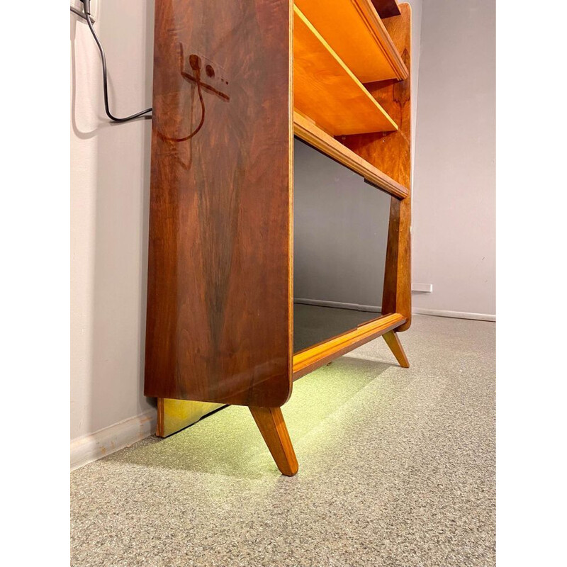 Vintage Czech bookcase veneered with Tatra walnut, 1960