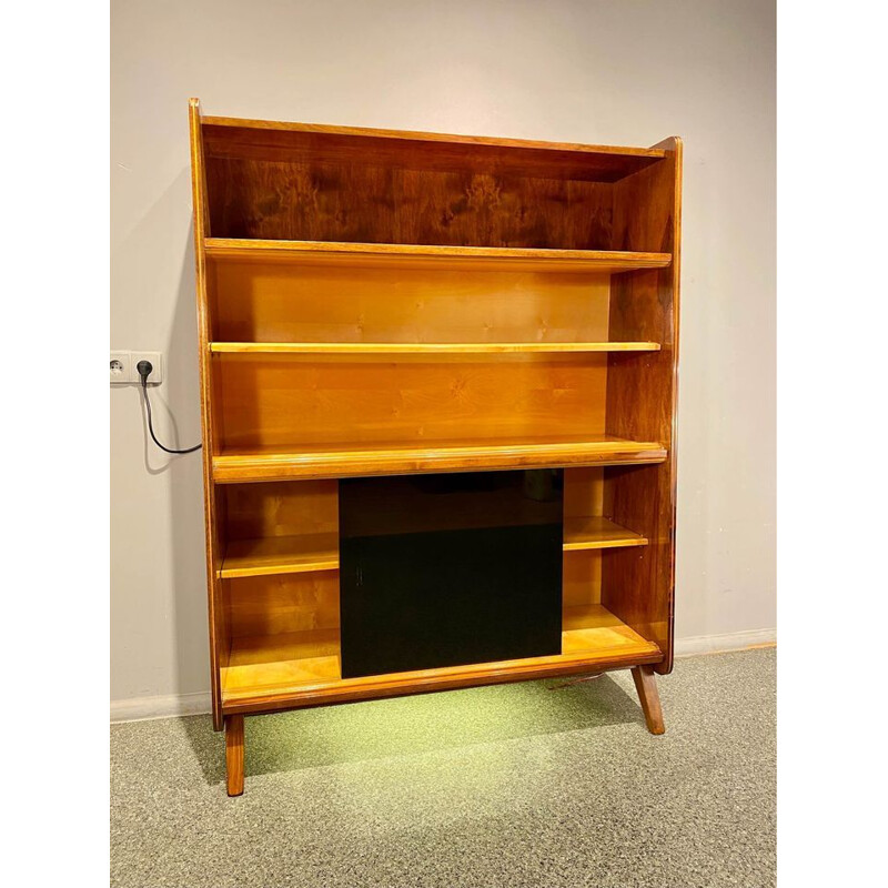 Vintage Czech bookcase veneered with Tatra walnut, 1960