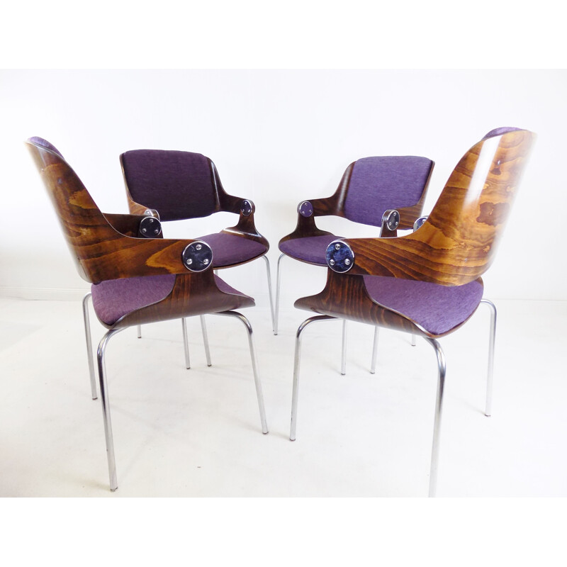 Set of 4 vintage dining chairs by Eugen Schmidt for Soloform, 1960s