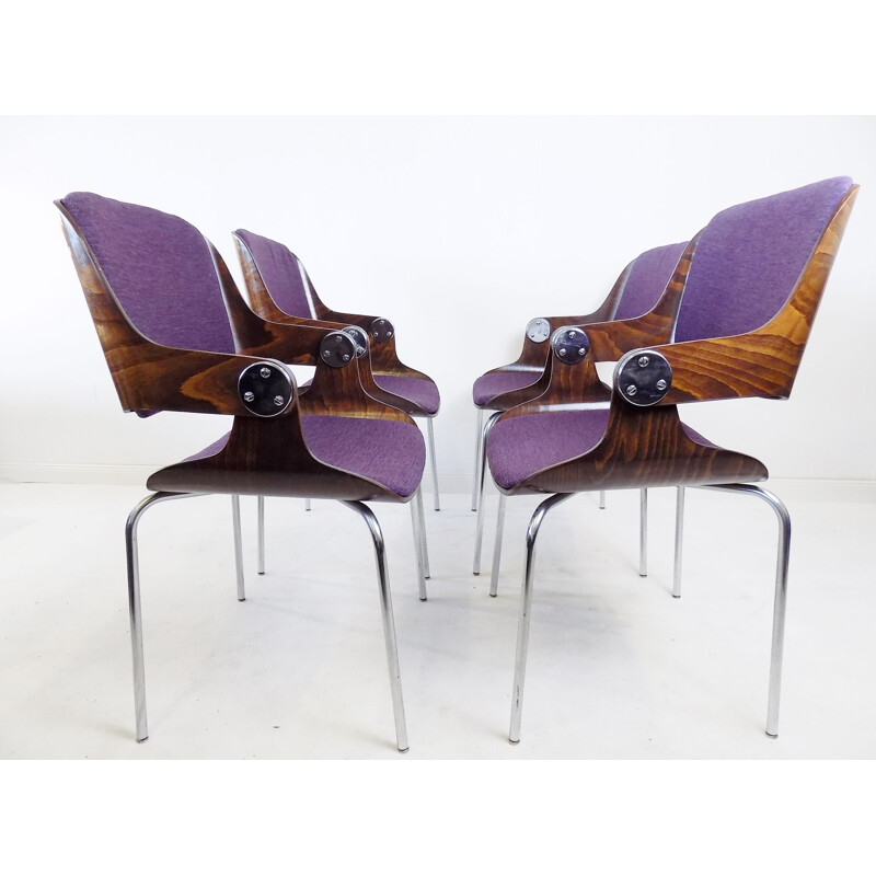 Set of 4 vintage dining chairs by Eugen Schmidt for Soloform, 1960s