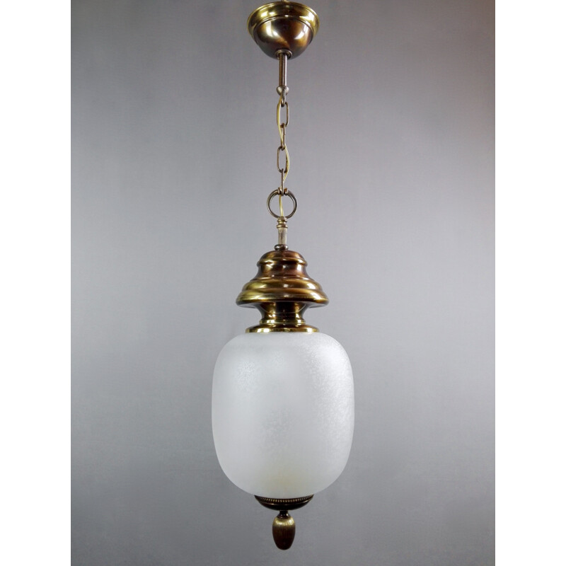 Glass and brass mid century pendant lamp by Gaetano Sciolari, Italy 1960s