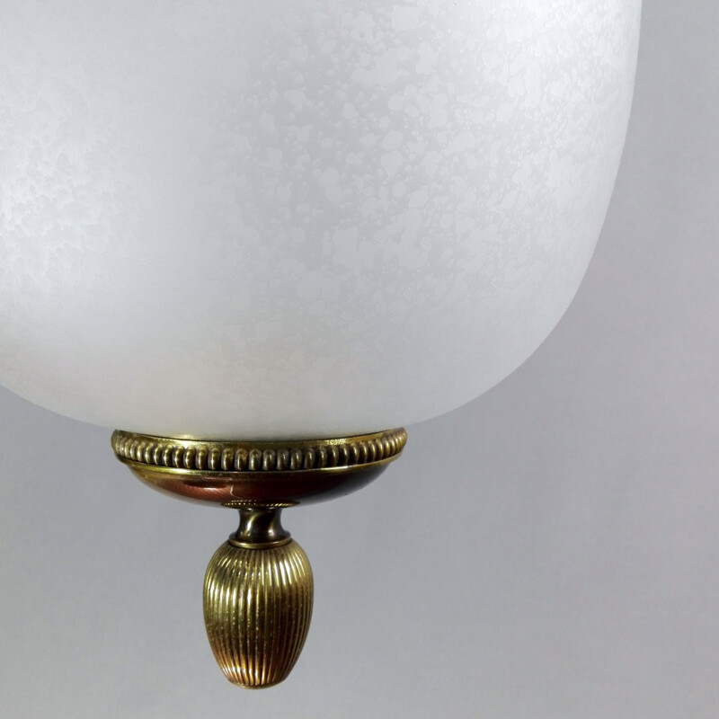 Glass and brass mid century pendant lamp by Gaetano Sciolari, Italy 1960s