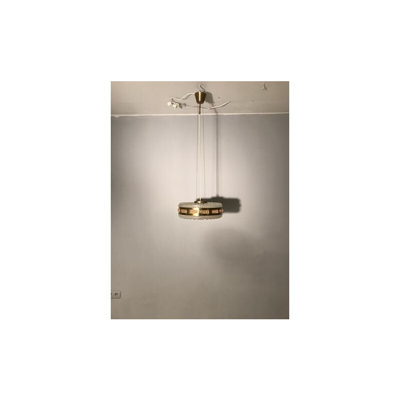 Lámpara de suspensión sputnik de cristal escandinavo vintage, 1960