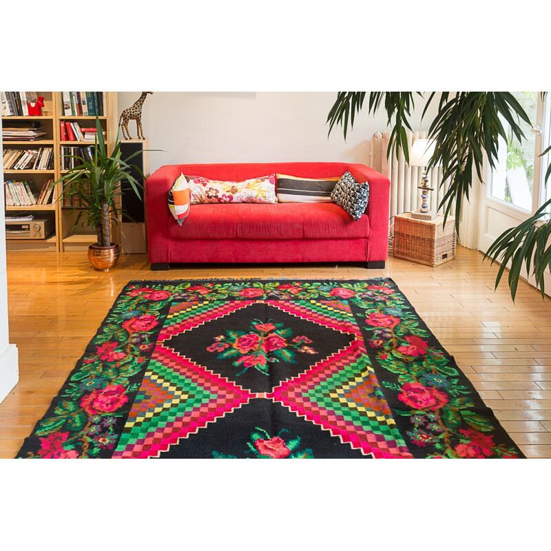 Tapis vintage Kilim en laine - 1970