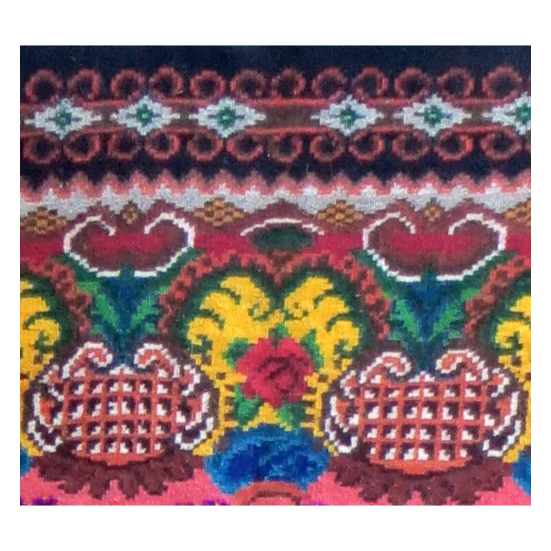 Tapis kilim ancien à fleurs en laine - 1970