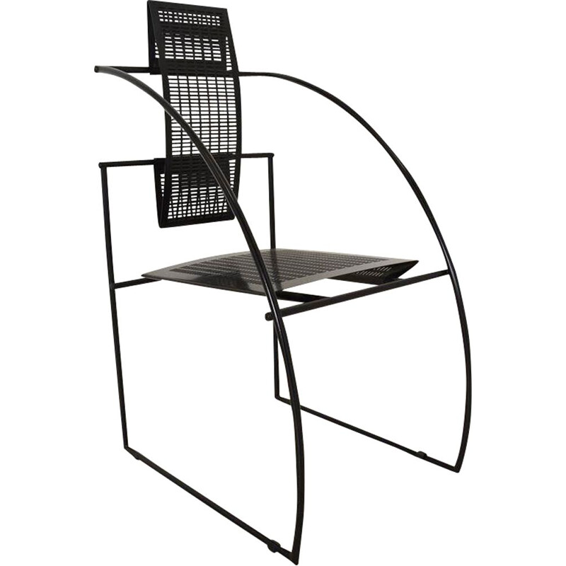 Vintage Italian armchair "Quinta" in black lacquered metal by Mario Botta, 1985