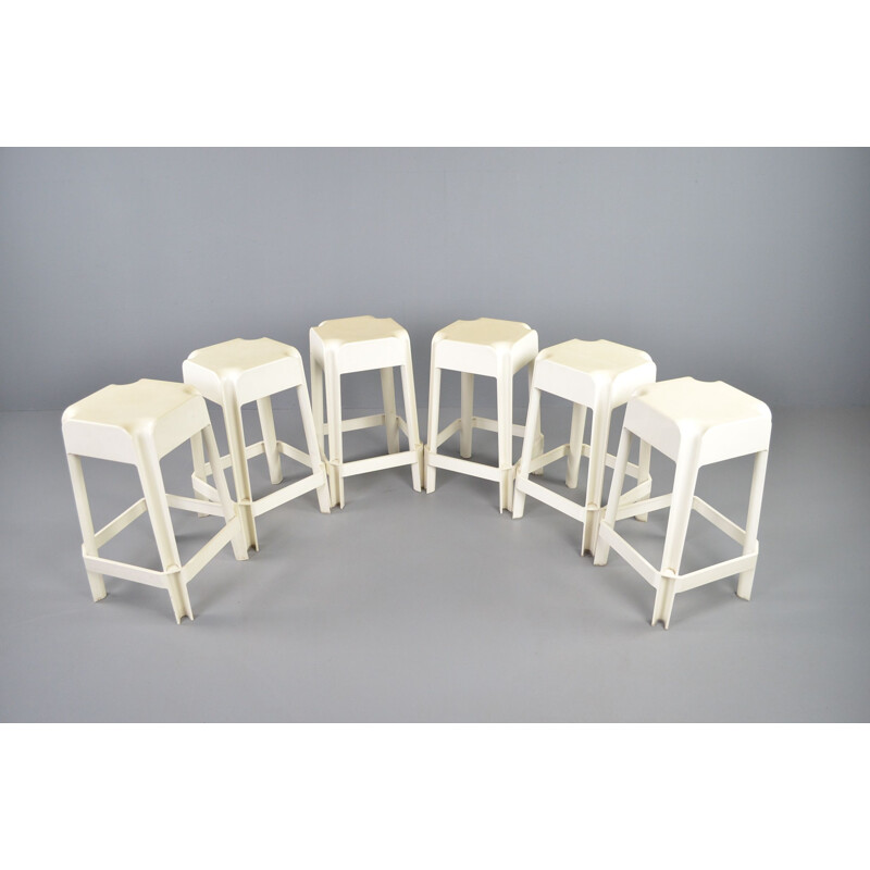 Set of 6 space age plastic bar stools, 1970s