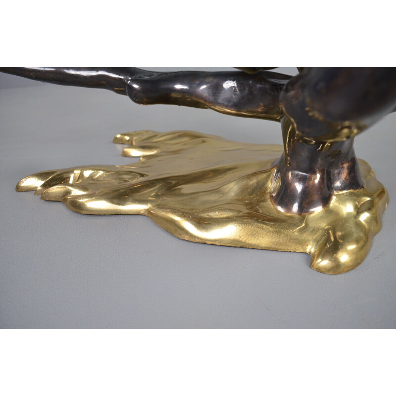 Vintage "Bonsai tree" gilded brass coffee table by Willy Daro, 1970s