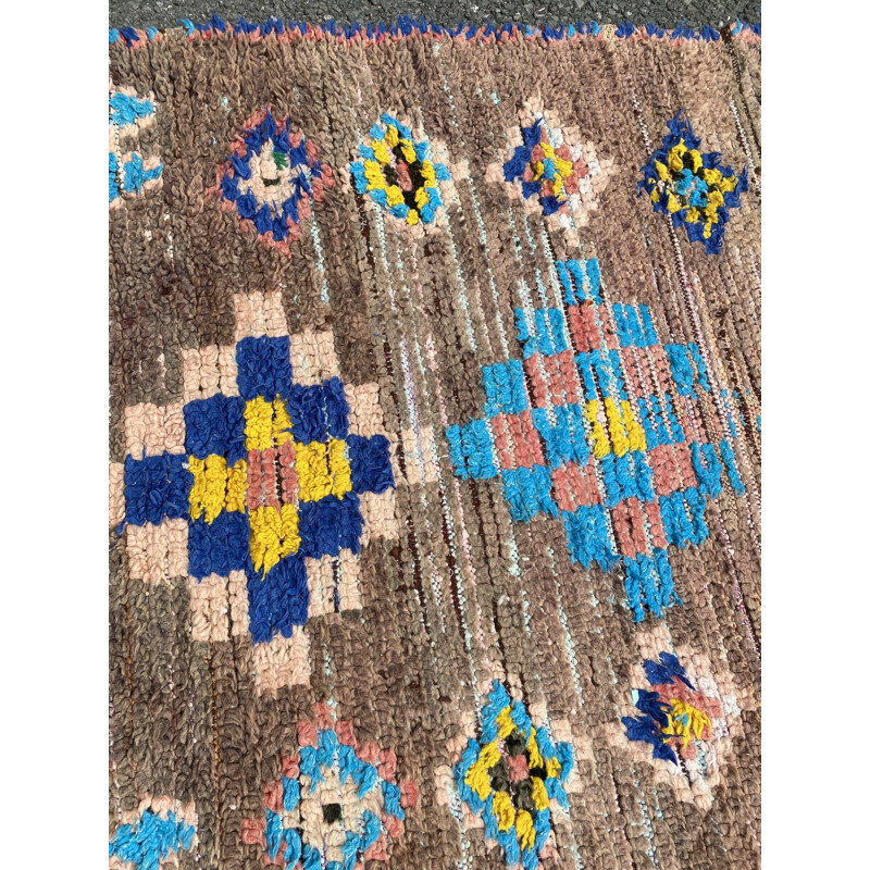 Vintage berber boujaad corridor rug in wool, Morocco 1995