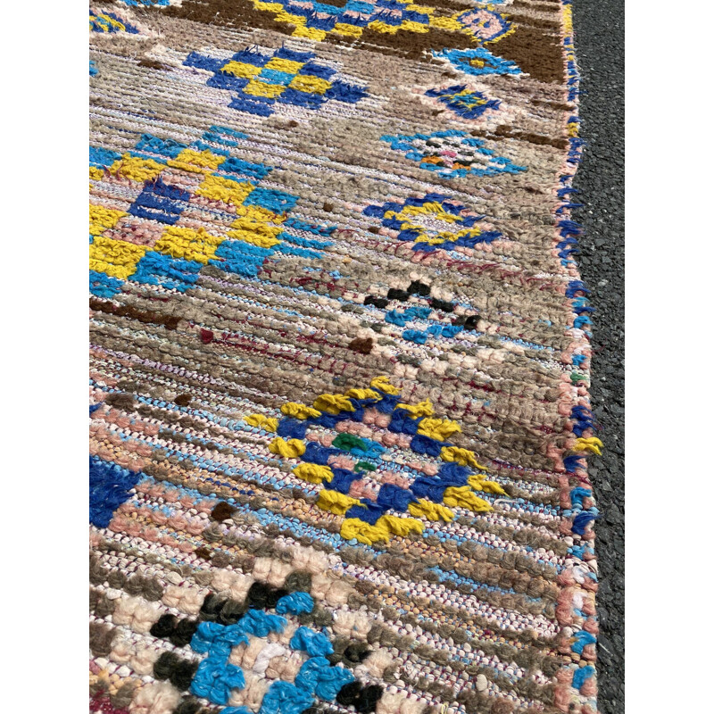 Vintage berber boujaad corridor rug in wool, Morocco 1995