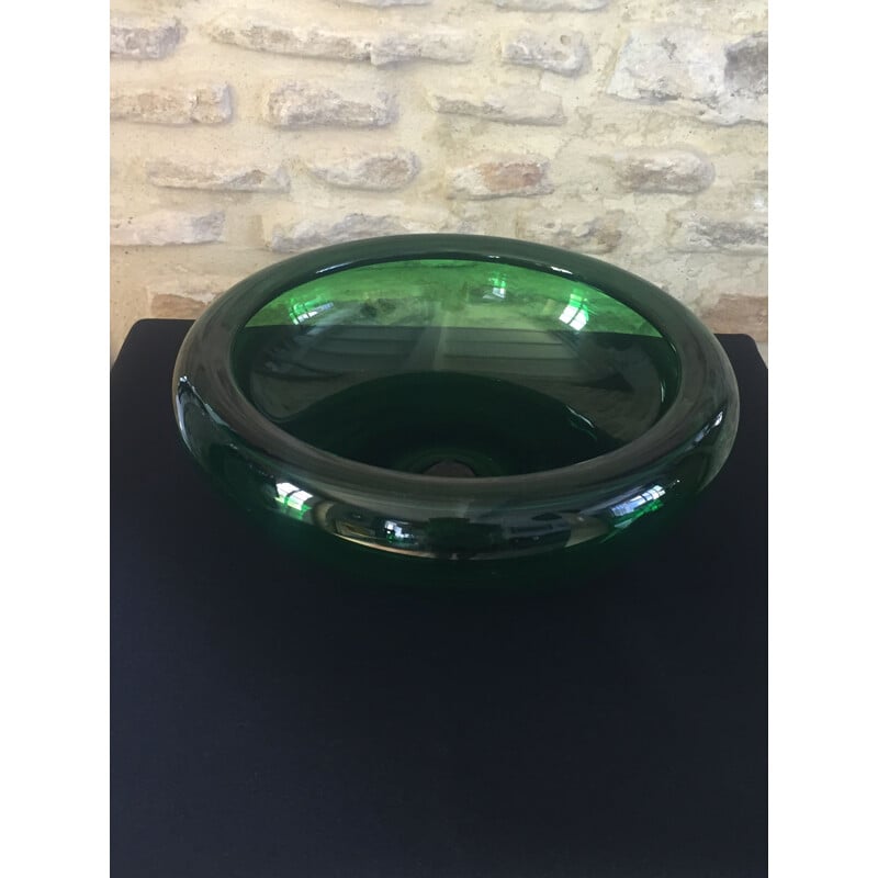 Vintage green circular bowl by Per Lutken for Holmegaard, 1960