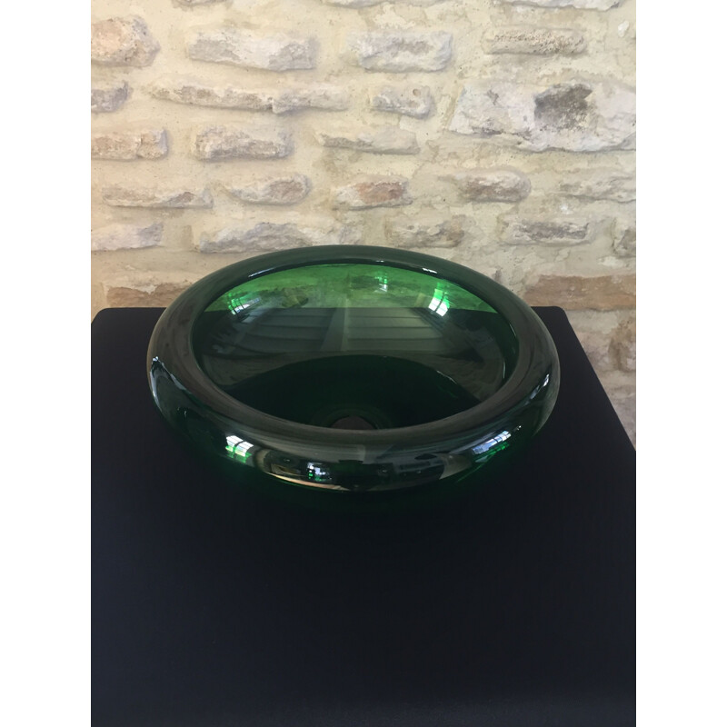 Vintage green circular bowl by Per Lutken for Holmegaard, 1960