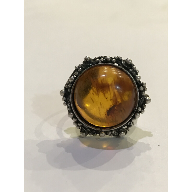 Vintage baltic amber ring, 1970s