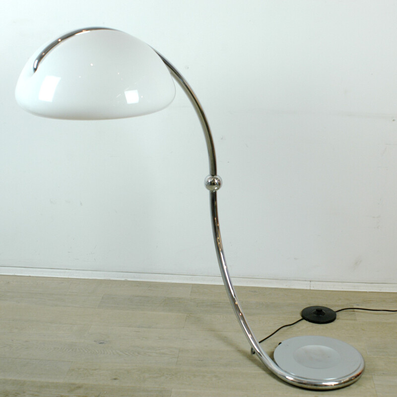 "Serpente" floorlamp in chromed metal, Elio MARTINELLI - 1960s