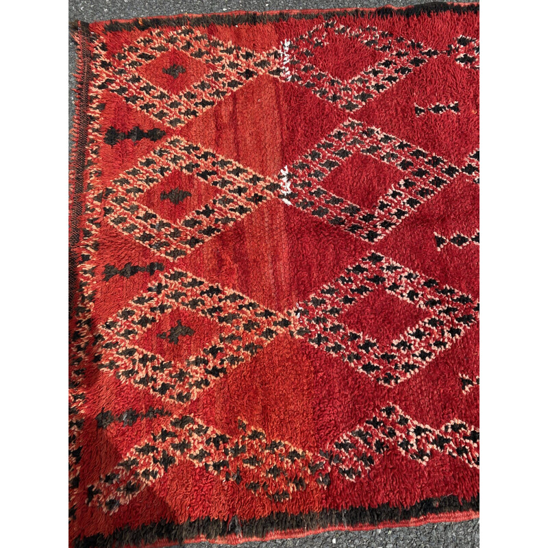 Vintage-Teppich Berbere Boujaad rot, Marokko 1990
