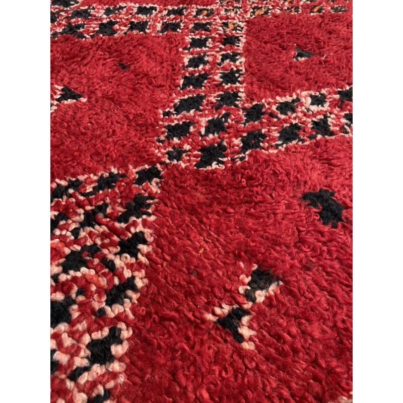 Rood Berber boujaad vintage tapijt, Marokko 1990