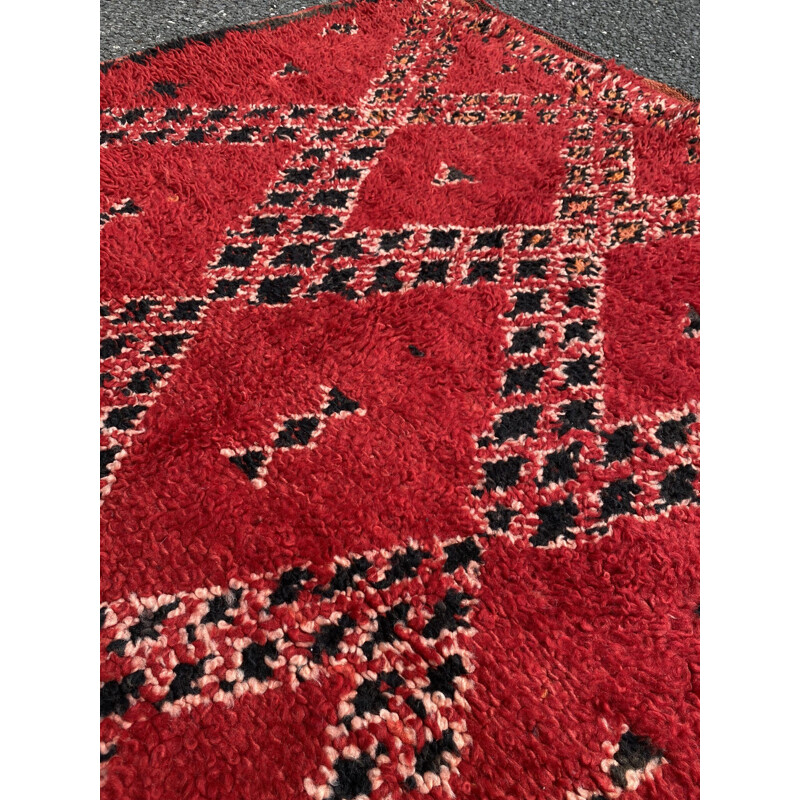 Red Berber boujaad vintage rug, Morocco 1990