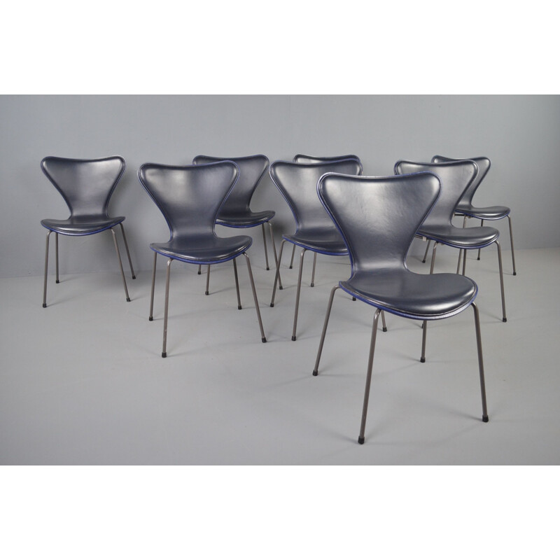 Ensemble de 8 chaises papillon vintage série-7 de Fritz Hansen