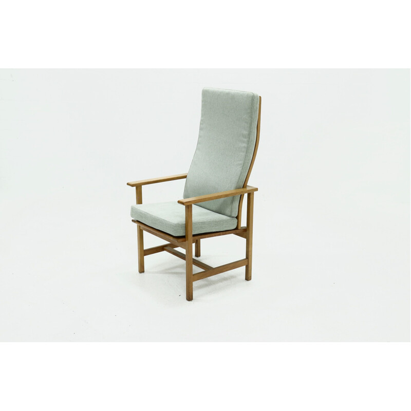 Vintage 2257 oakwood highback armchair by Børge Mogensen for Fredericia Stolefabrik, Denmark 1960s