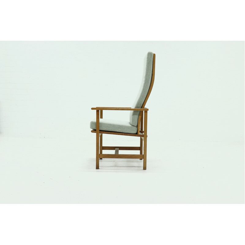 Vintage 2257 oakwood highback armchair by Børge Mogensen for Fredericia Stolefabrik, Denmark 1960s