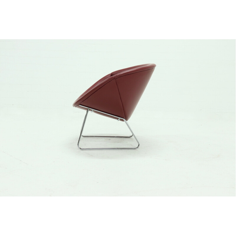 Vintage-Sessel aus rotem Leder von Rudolf Wolf für Rohé Noordwolde, Niederlande 1950