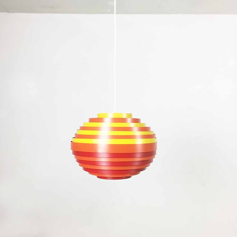 Vest pendant light in red, orange and yellow metal - 1960s