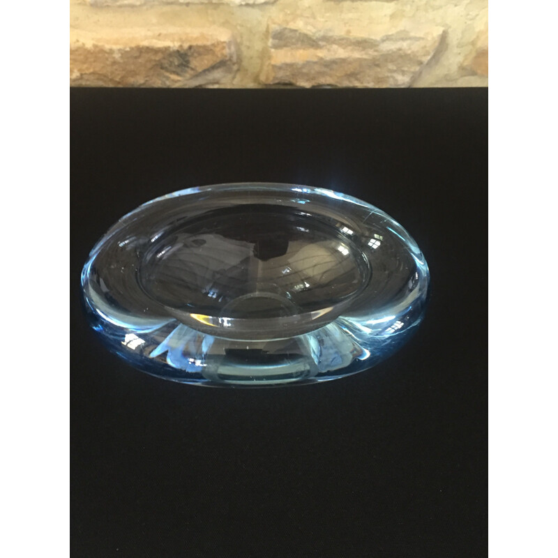 Vintage oblong blue glass bowl by Per Lutken for Holmegaard, 1960