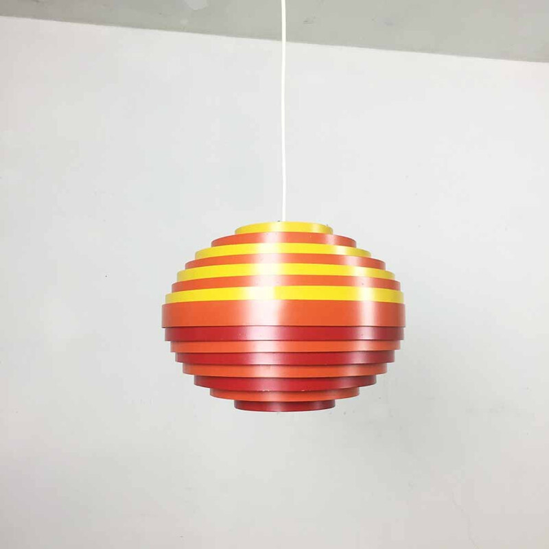 Vest pendant light in red, orange and yellow metal - 1960s