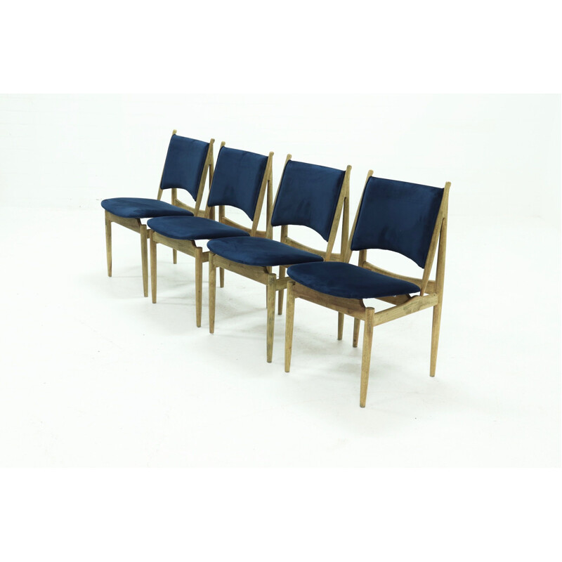 Ensemble de 4 chaises égyptiennes vintage par Finn Juhl pour Niels Vodder, Danemark 1950