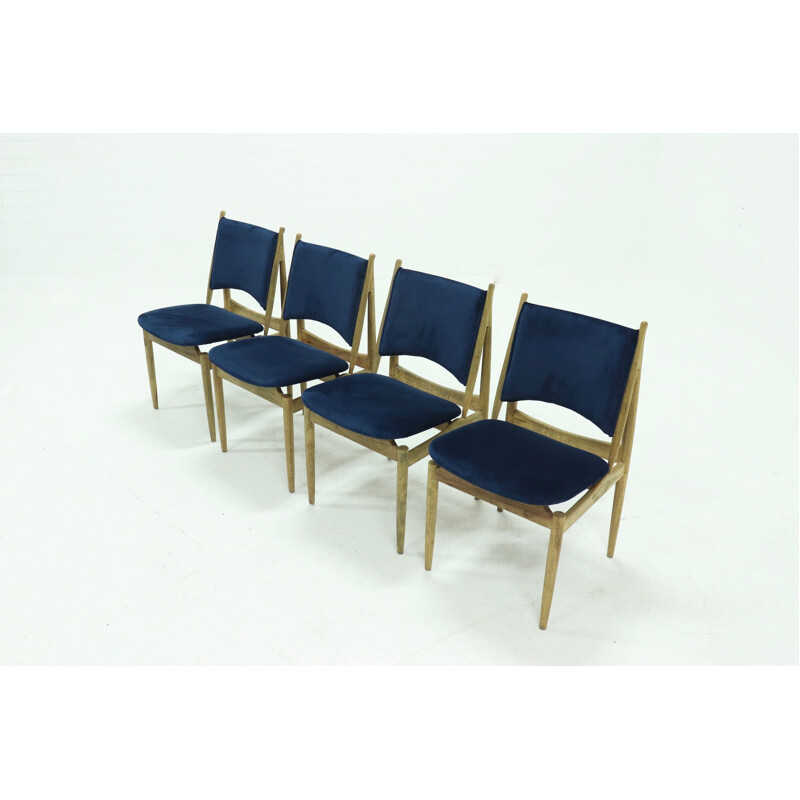 Ensemble de 4 chaises égyptiennes vintage par Finn Juhl pour Niels Vodder, Danemark 1950