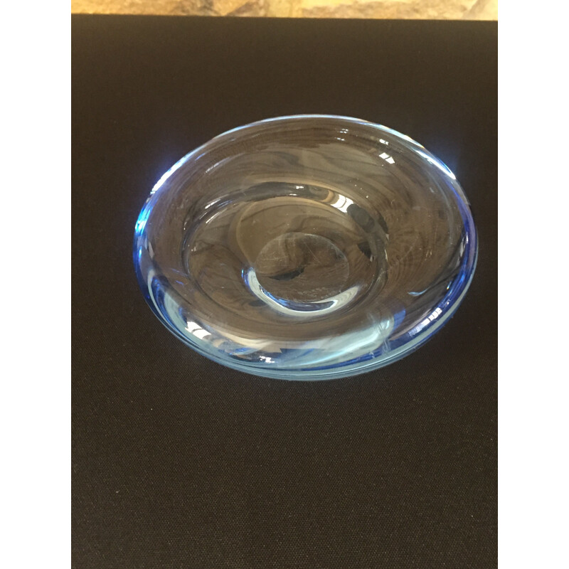 Vintage asymmetrical blue ashtray by Per Lutken for Holmegaard, 1960