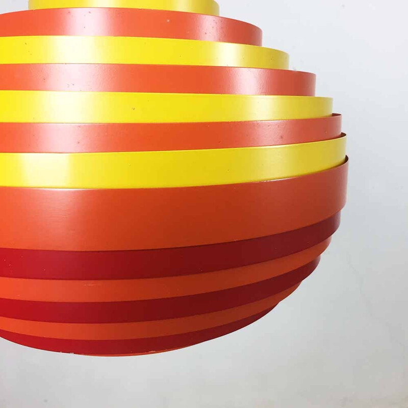 Vest pendant light in red, orange and yellow metal - 1960s