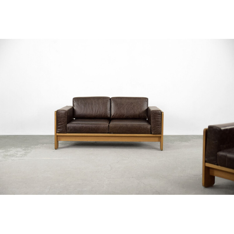 Vintage modernist leather living room set Bastiano by Tobia Scarpa for Haimi, 1960s